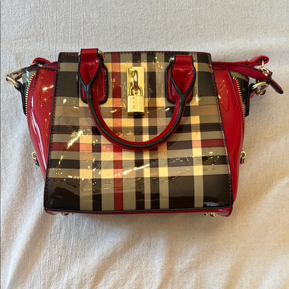 Red and Black Plaid Handbag